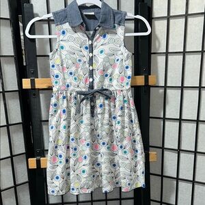 🦋Crazy 8 White and Blue Sleeveless Polo Collar Sundress 5/25$